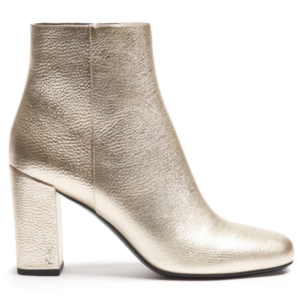Gold Ysl Yves Babies 90 Chelsea Block Heel